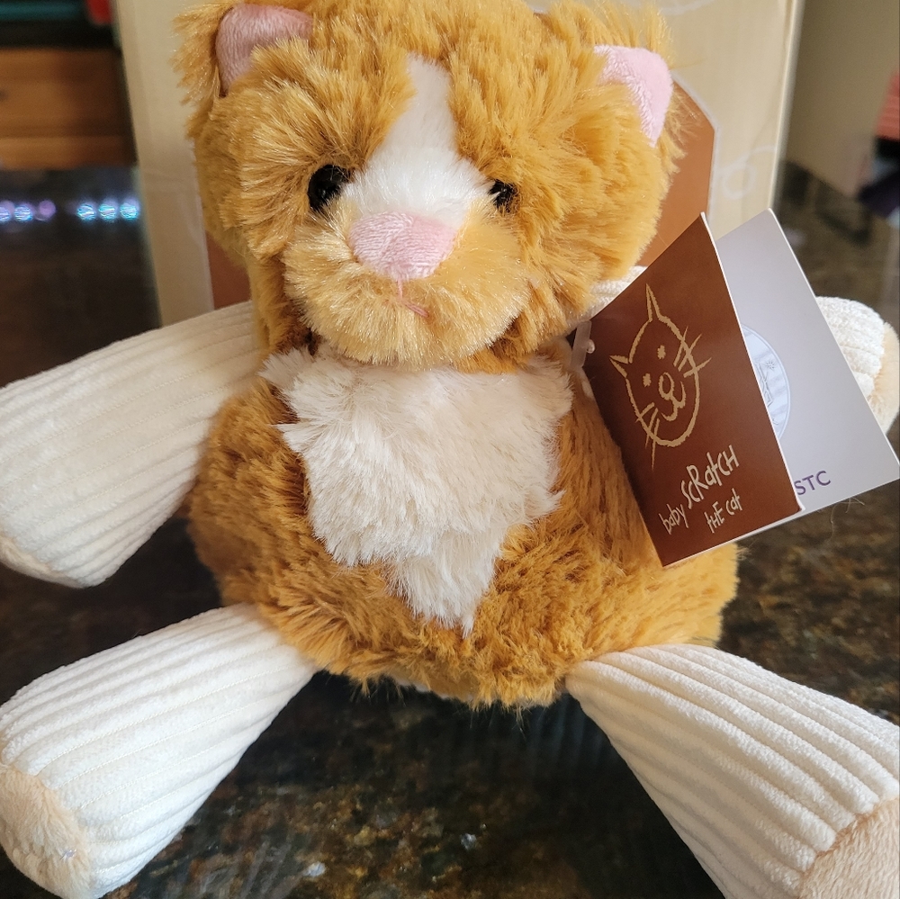 Scentsy Buddy Baby Scratch the Cat  Cream Tan Orange Secret Zippered Pouch  NEW - Picture 4 of 12